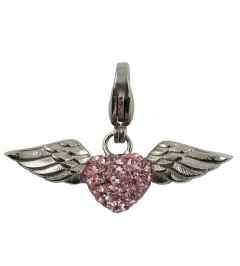 Bad Girl Winged Heart Charm - Pink.